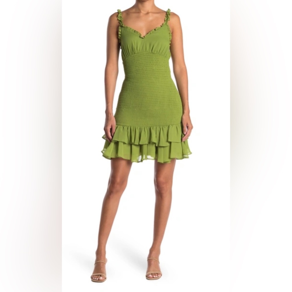 BCBG Green Wedding Guest Dress